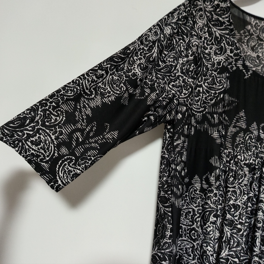 [5x$20] Black Beige Patterned Dress / 2X - Picture 3 of 7
